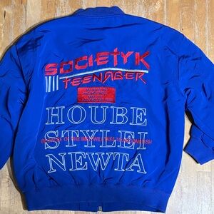 Youth Blue Graphic Bomber Jacket